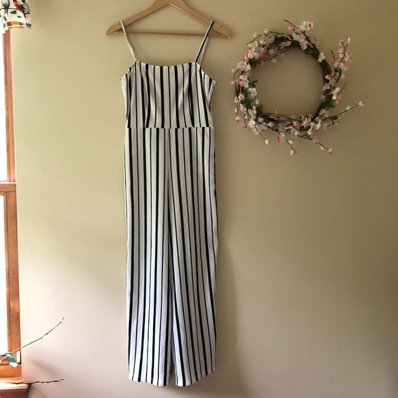 Pull&Bear Striped Wide Leg Jumpsuits  Size M - Picture 1 of 6